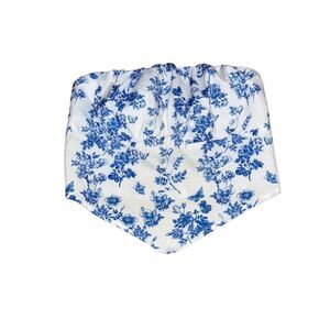 Blue & White Toile Strapless Tube Top